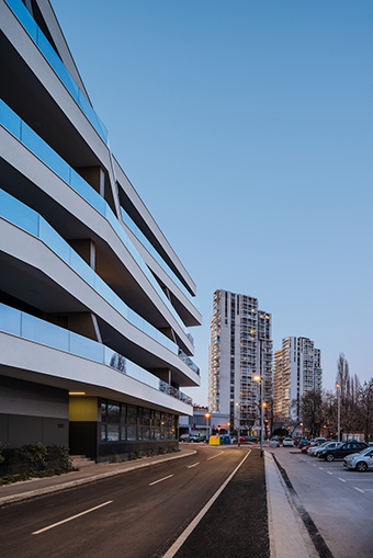 Veslačka building at twilight